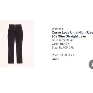 Curve tall Love Ultra High Rise 90s Slim Straight Jean - Black